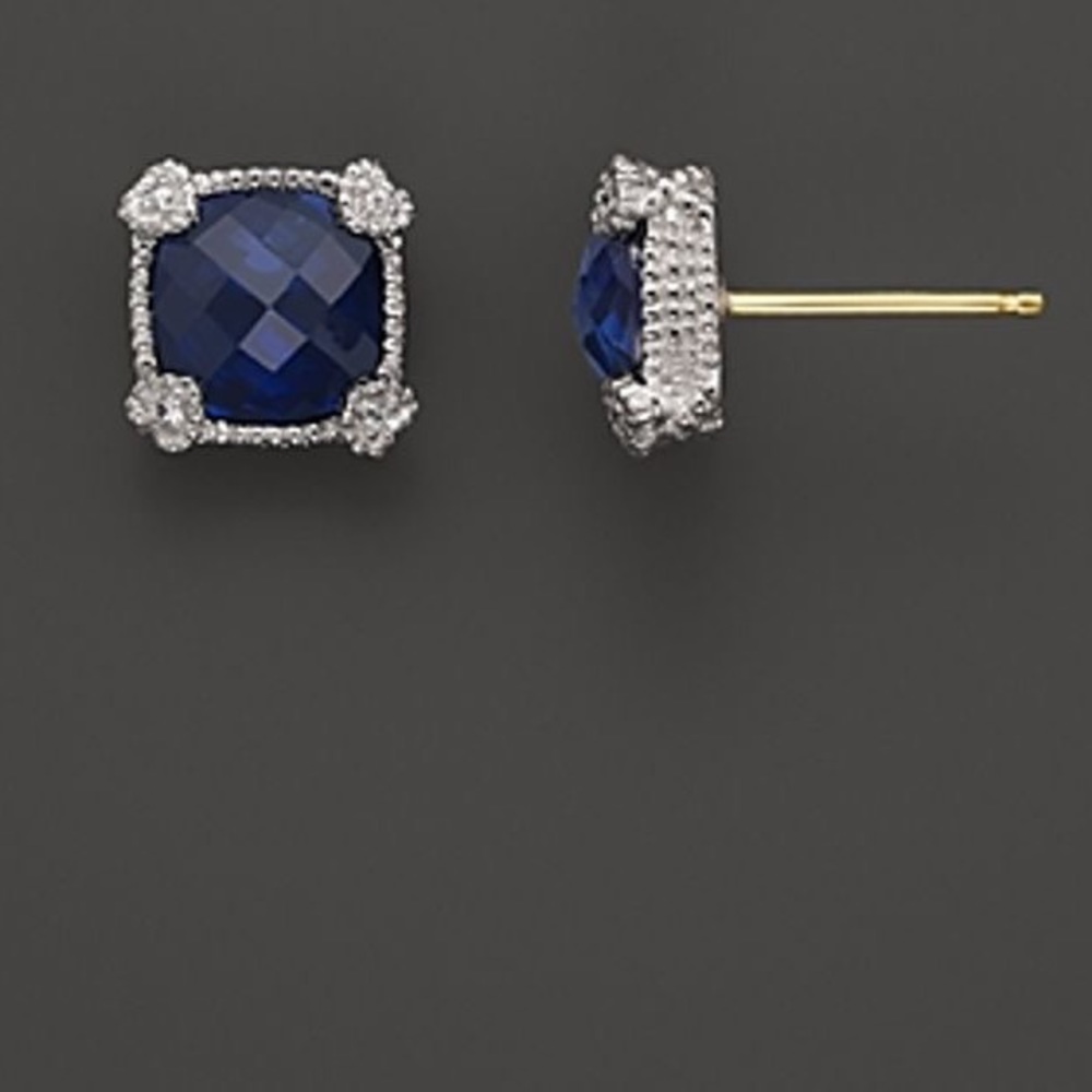 NWOT Judith Ripka La-Petite Blue Corundum 18K 925